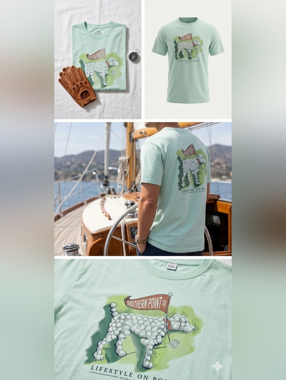 SOUTHERN POINT CO. Men's Sz XXL M' T-Shirt Green shorts Sleeve